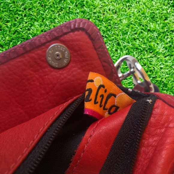 KAHLILA Red Tooled Leather Crossbody Wallet Purse Bag - Picture 13 of 16